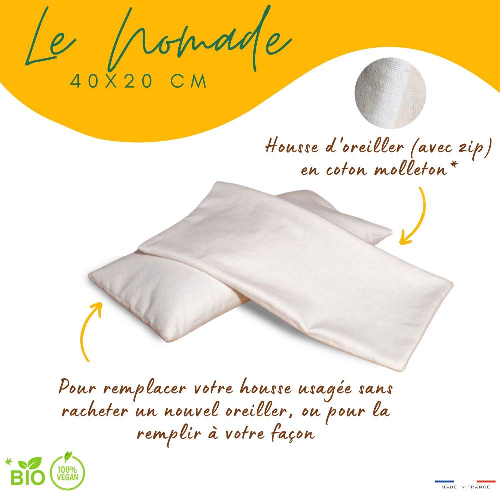 Housse d'oreiller en coton biologique certifié GOTS
