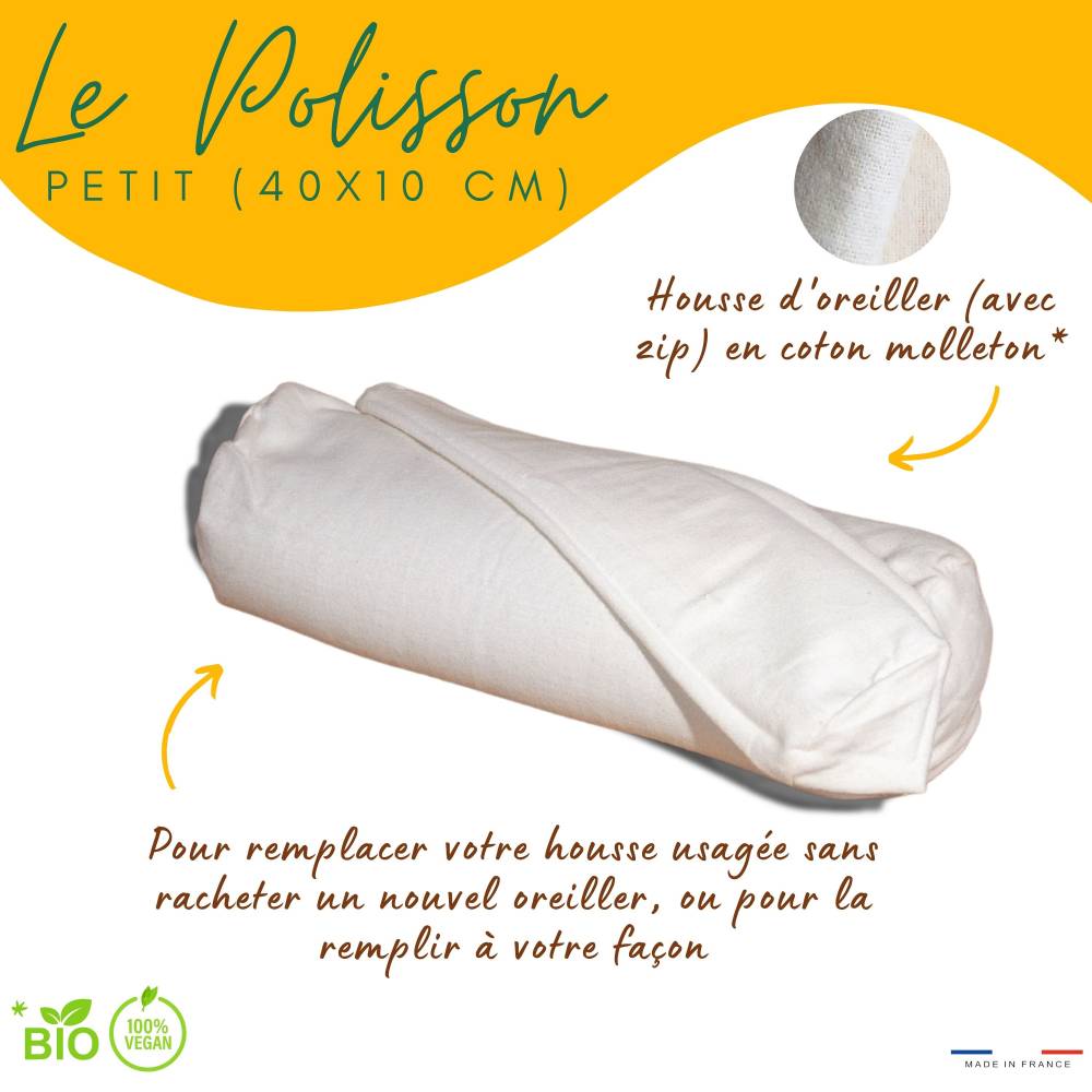 Housse de polochon et tour de cou en coton bio de Les Cardalinnes, atelier artisanal de Saint-Chamas en Pro...
