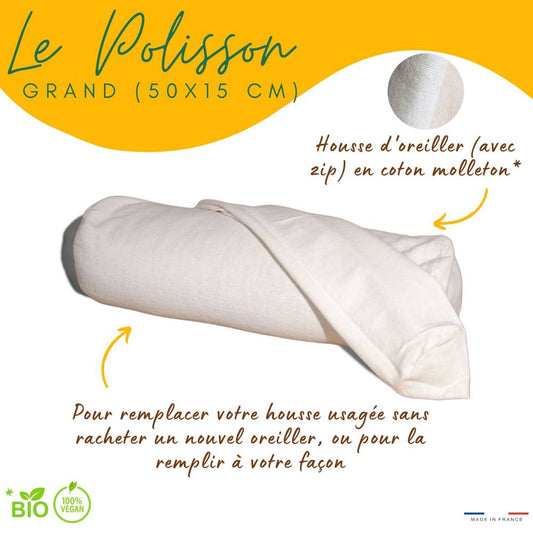 Housse de polochon et tour de cou en coton bio, lavable et durable