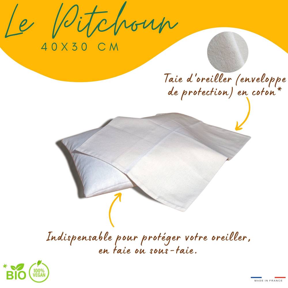 Taie d'oreiller en coton bio GOTS de Les Cardalinnes, atelier artisanal de Saint-Chamas en Provence