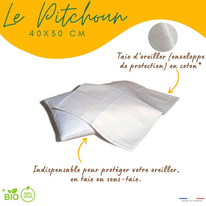 Taie d'oreiller en coton bio GOTS de Les Cardalinnes, atelier artisanal de Saint-Chamas en Provence