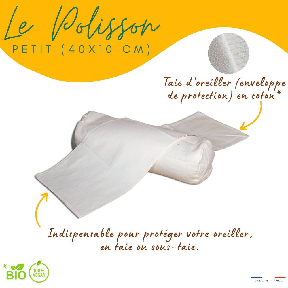Taie de polochon en coton bio GOTS, lavable en machine