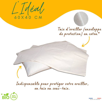 Taie d'oreiller en coton bio GOTS, douceur naturelle et lavable 60°C