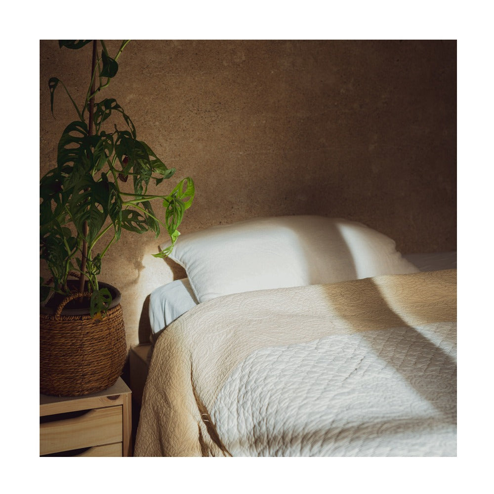 Oreiller bio en balle de millet en situation : sommeil avec alignement cervical
