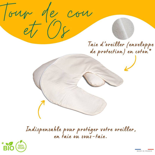 Taie tour de cou en coton bio GOTS, doux pour la peau