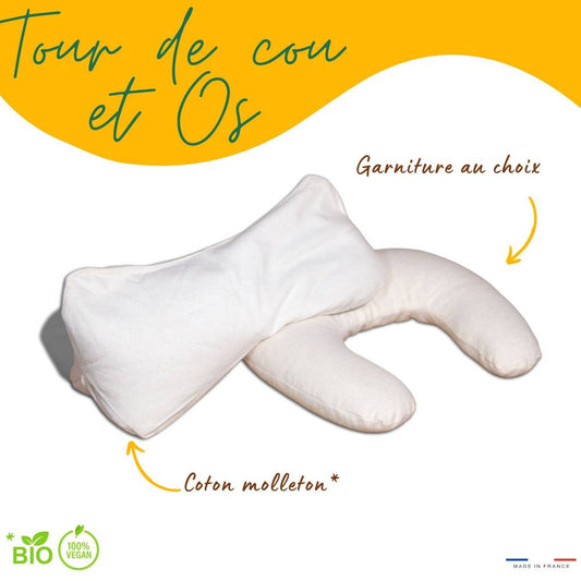 Tour de cou bio en balle d'épeautre, soutien cervical doux