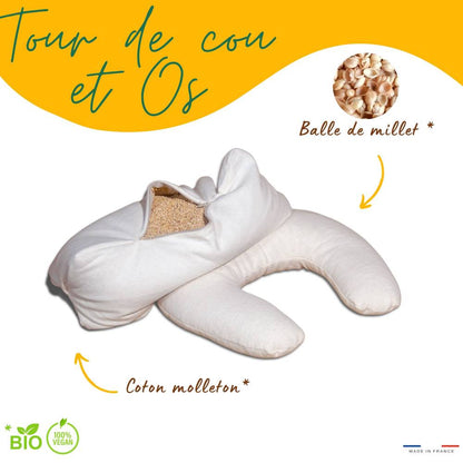 Tour de cou bio en balle d'épeautre en situation : voyages siestes télétravail