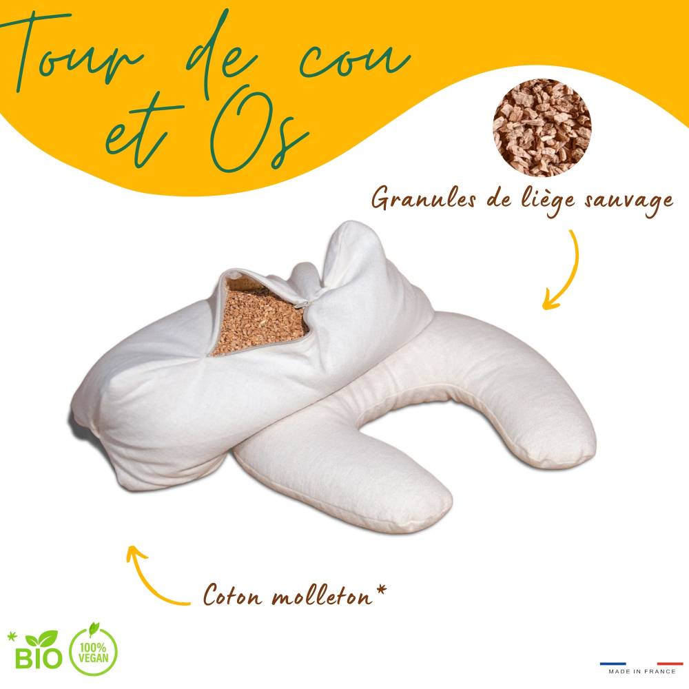 Tour de cou en balle d'épeautre cousu main dans l'atelier provençal, coutures soignées