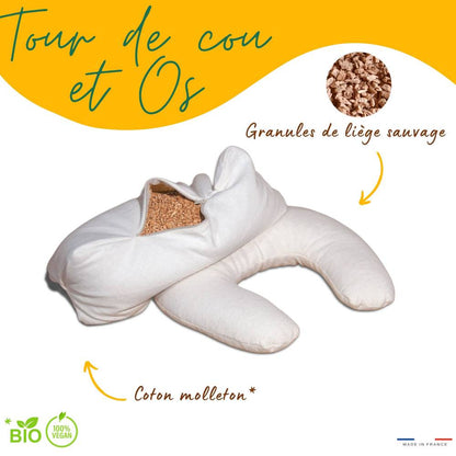 Tour de cou en balle d'épeautre cousu main dans l'atelier provençal, coutures soignées